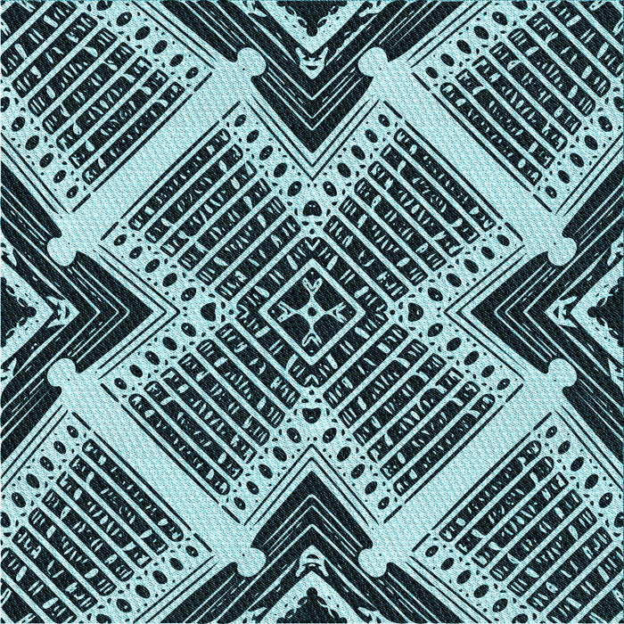 Round Patterned Blue Rug, pat2622lblu