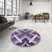 Round Patterned Blossom Pink Rug in a Office, pat2622pur