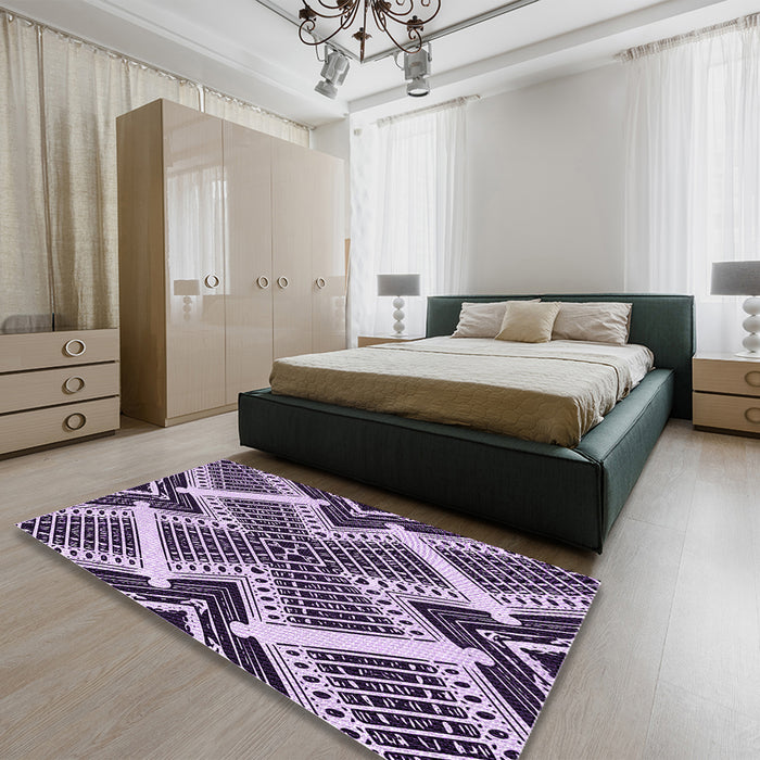 Patterned Blossom Pink Rug in a Bedroom, pat2622pur