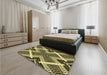 Patterned Midnight Gray Rug in a Bedroom, pat2622yw