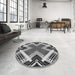 Round Machine Washable Transitional Light Gray Rug in a Office, wshpat2622