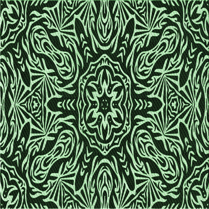 Round Patterned Black Rug, pat2623grn