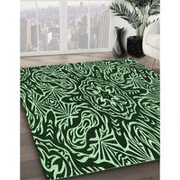 Patterned Black Rug, pat2623grn