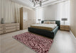 Patterned Red Rug in a Bedroom, pat2623rd