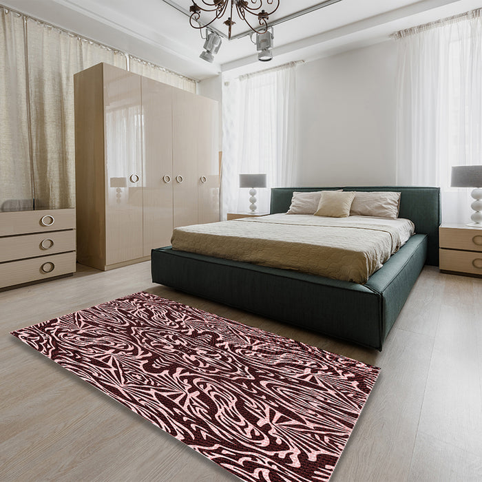 Patterned Red Rug in a Bedroom, pat2623rd