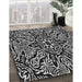 Patterned Black Novelty Rug in Family Room, pat2623