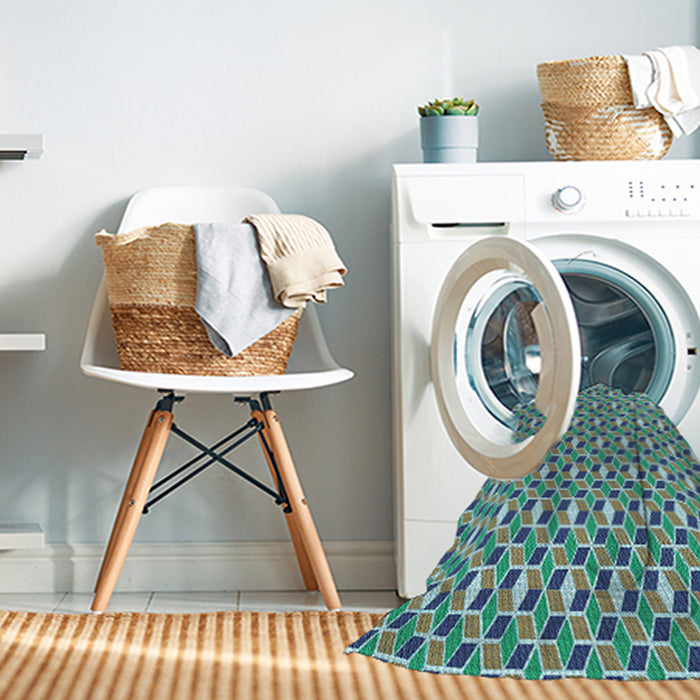 Machine Washable Transitional Turquoise Green Rug in a Washing Machine, wshpat2624lblu