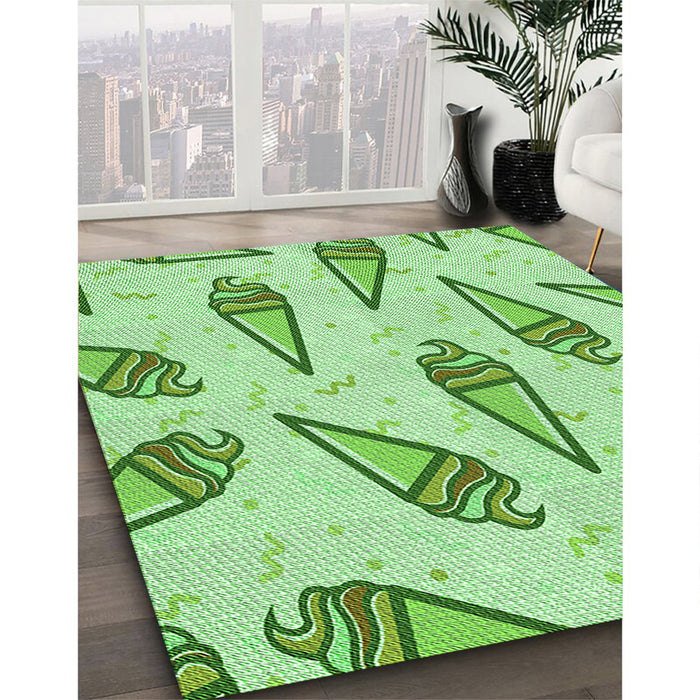 Machine Washable Transitional Pastel Green Rug in a Family Room, wshpat2625grn