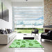 Square Patterned Pastel Green Rug in a Living Room, pat2625grn