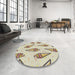Round Patterned Brown Novelty Rug in a Office, pat2625