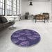 Round Patterned Blue Rug in a Office, pat2626blu