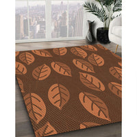 Patterned Saffron Red Rug, pat2626brn