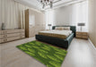 Patterned Dark Forest Green Rug in a Bedroom, pat2626grn