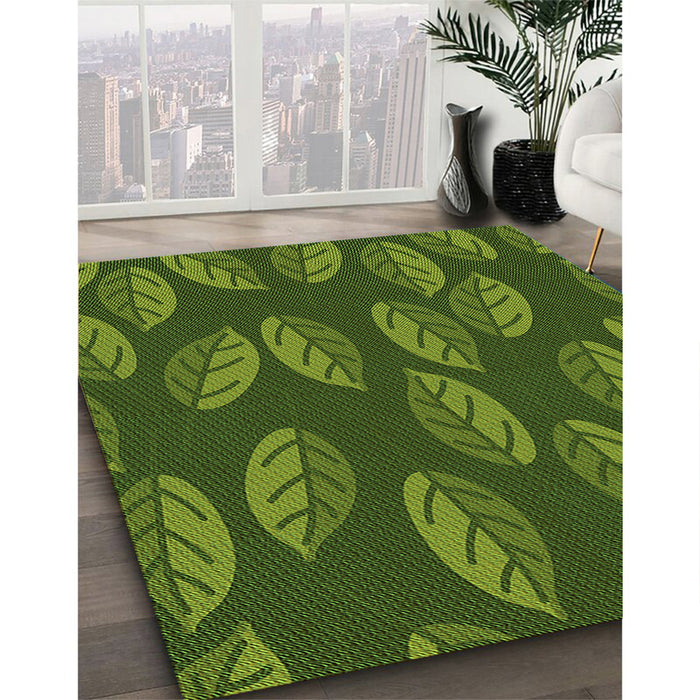 Machine Washable Transitional Dark Forest Green Rug in a Family Room, wshpat2626grn