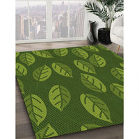 Patterned Dark Forest Green Rug, pat2626grn