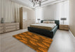 Patterned Tomato Red Rug in a Bedroom, pat2626yw