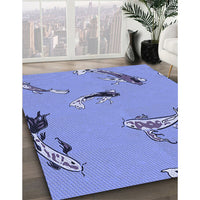 Patterned Denim Blue Rug, pat2627blu