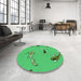 Round Patterned Neon Green Rug in a Office, pat2627grn