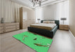 Patterned Neon Green Rug in a Bedroom, pat2627grn