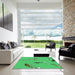 Machine Washable Transitional Neon Green Rug in a Kitchen, wshpat2627grn