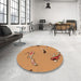 Round Patterned Orange Rug in a Office, pat2627org