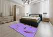 Round Machine Washable Transitional Bright Lilac Purple Rug in a Office, wshpat2627pur