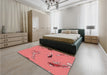 Patterned Red Rug in a Bedroom, pat2627rd