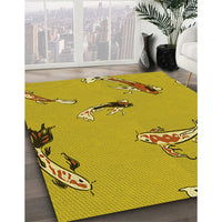 Patterned Dark Golden Brown Rug, pat2627yw