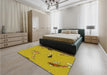 Patterned Dark Golden Brown Rug in a Bedroom, pat2627yw