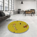 Round Patterned Dark Golden Brown Rug in a Office, pat2627yw