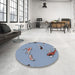 Round Patterned Jeans Blue Novelty Rug in a Office, pat2627