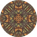 Square Patterned Copper Brown Rug, pat2628brn