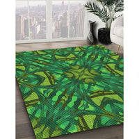 Patterned Deep Emerald Green Rug, pat2628grn