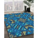 Machine Washable Transitional Blue Rug in a Family Room, wshpat2628lblu