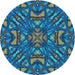 Square Patterned Blue Rug, pat2628lblu