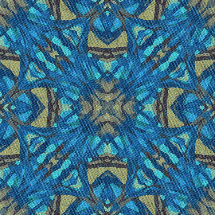 Round Patterned Blue Rug, pat2628lblu