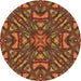 Square Patterned Saffron Red Rug, pat2628org