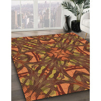 Patterned Saffron Red Rug, pat2628org