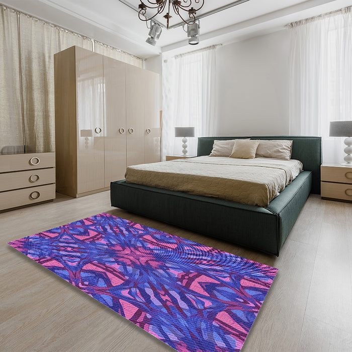 Patterned Amethyst Purple Rug in a Bedroom, pat2628pur