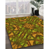 Patterned Dark Bronze Brown Rug, pat2628yw