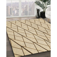 Patterned Khaki Gold Rug, pat2629brn