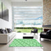 Machine Washable Transitional Jade Green Rug in a Kitchen, wshpat2629grn