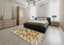Patterned Sienna Brown Novelty Rug in a Bedroom, pat262