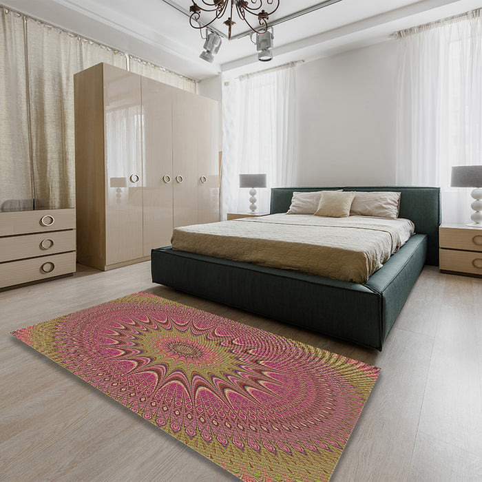 Patterned Bronze Brown Rug in a Bedroom, pat263brn