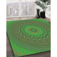 Patterned Army Green Rug, pat263grn