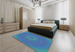 Patterned Dark Turquoise Green Rug in a Bedroom, pat263lblu