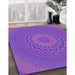 Patterned Purple Daffodil Purple Rug in Family Room, pat263pur