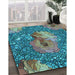 Machine Washable Transitional Turquoise Green Rug in a Family Room, wshpat2630lblu