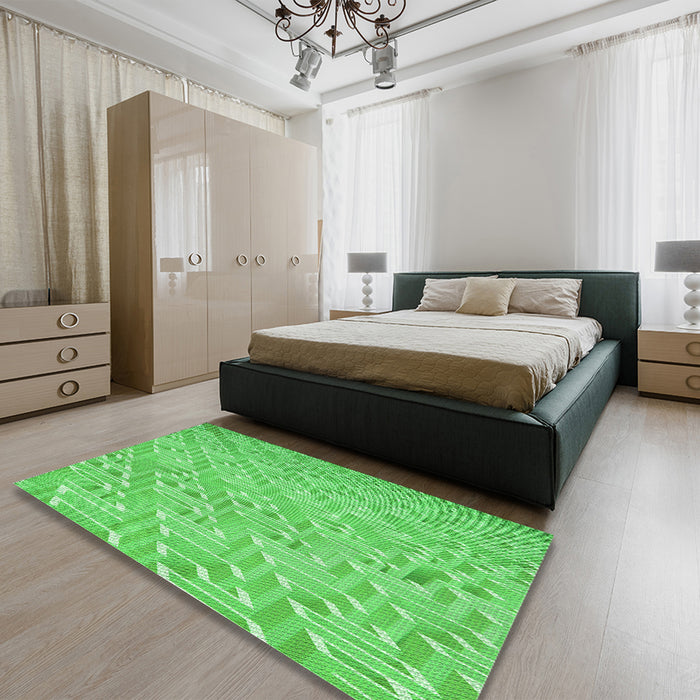 Round Machine Washable Transitional Neon Green Rug in a Office, wshpat2631grn