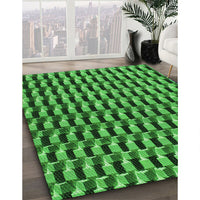 Patterned Deep Emerald Green Rug, pat2632grn